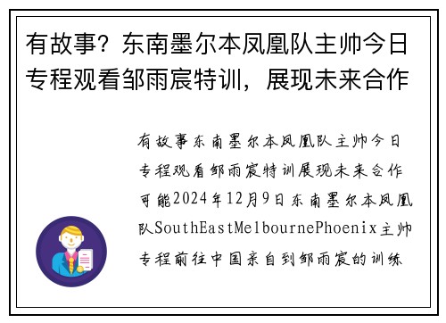 有故事？东南墨尔本凤凰队主帅今日专程观看邹雨宸特训，展现未来合作可能